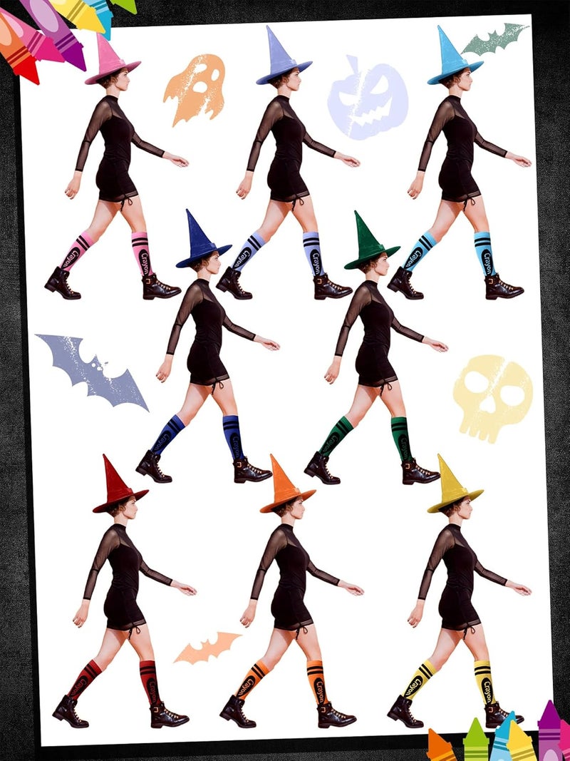 Glitopper 8 Pairs Colorful Crayon Knee High Socks Pencil Crayon Socks for Women Girl Teacher Costume School Supply - Image 3
